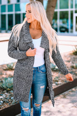 Melierter Longline-Cardigan mit offener Vorderseite und Taschen
