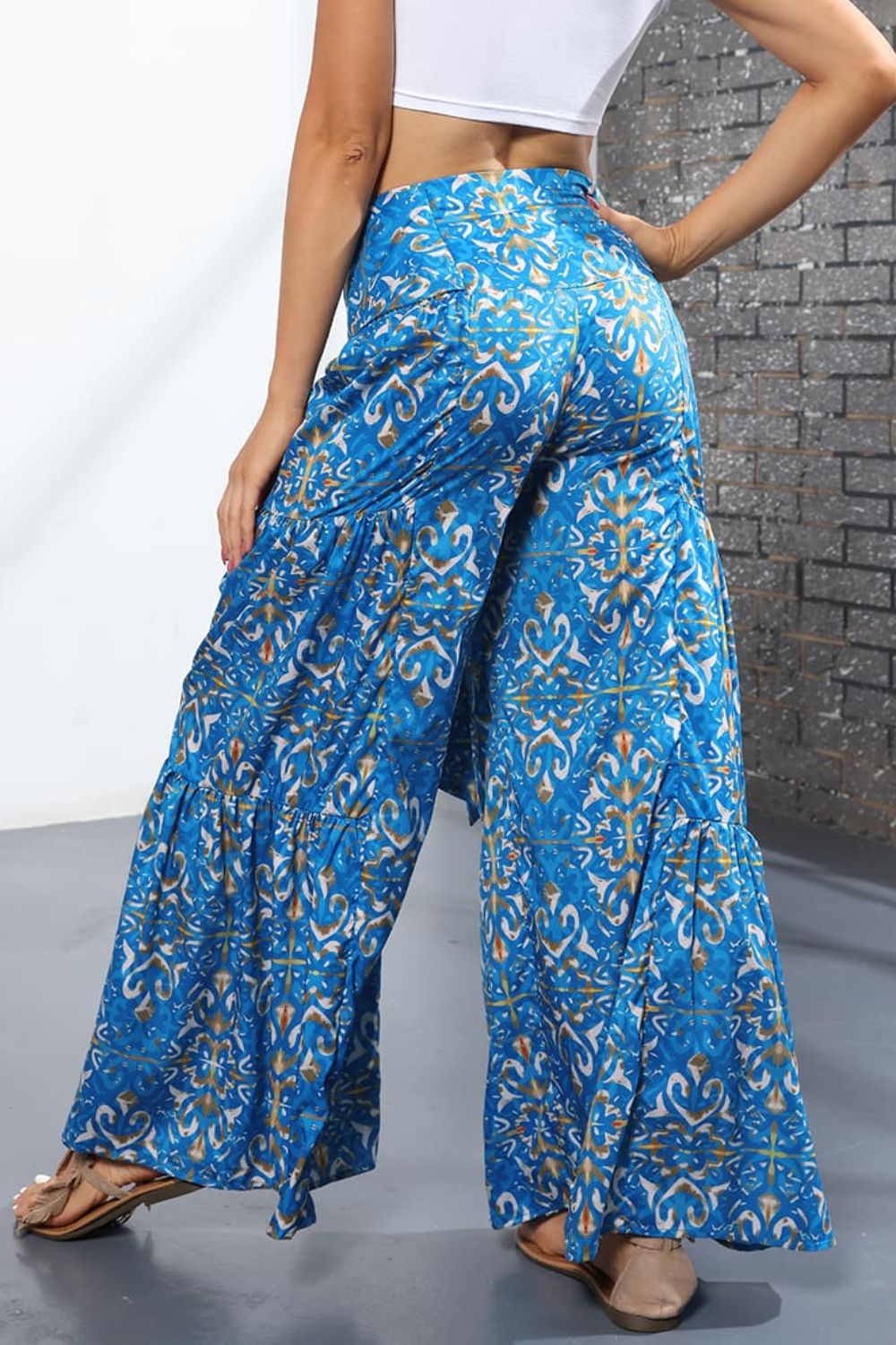 Culotte taille haute nouée imprimée