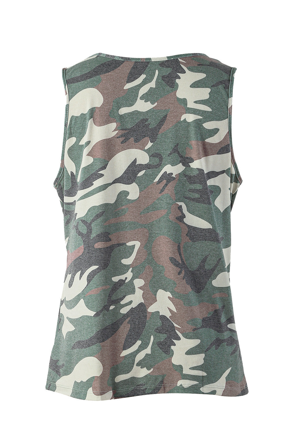 Tanktop mit Camouflage-Print und Ausschnitten am Saum