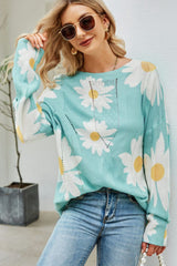 Pullover mit Rundhalsausschnitt und durchbrochenem Gänseblümchen-Print