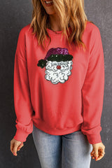 Red Sequin Christmas Santa Graphic Sweatshirt