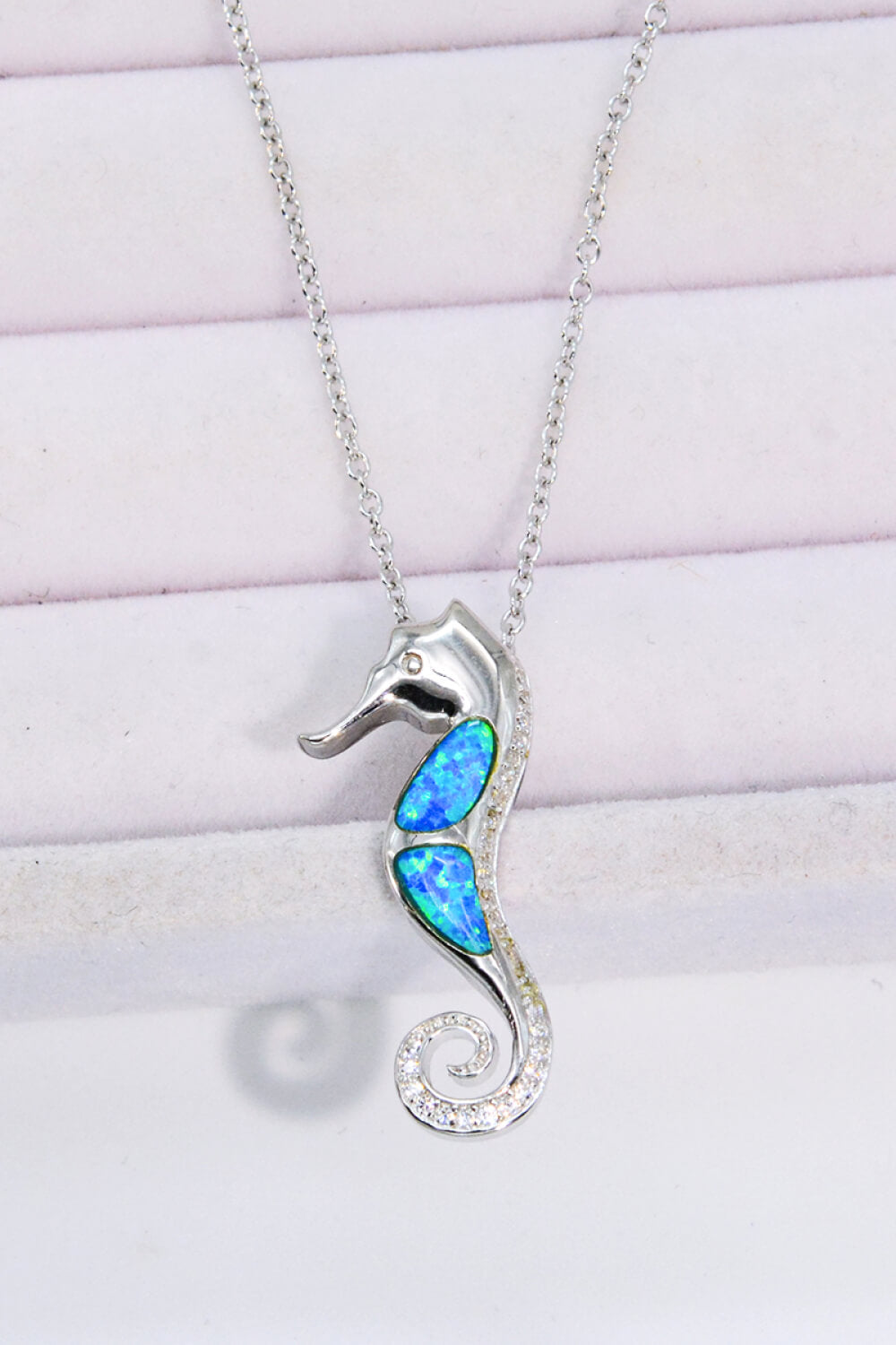 Opal Seepferdchen 925 Sterling Silber Halskette