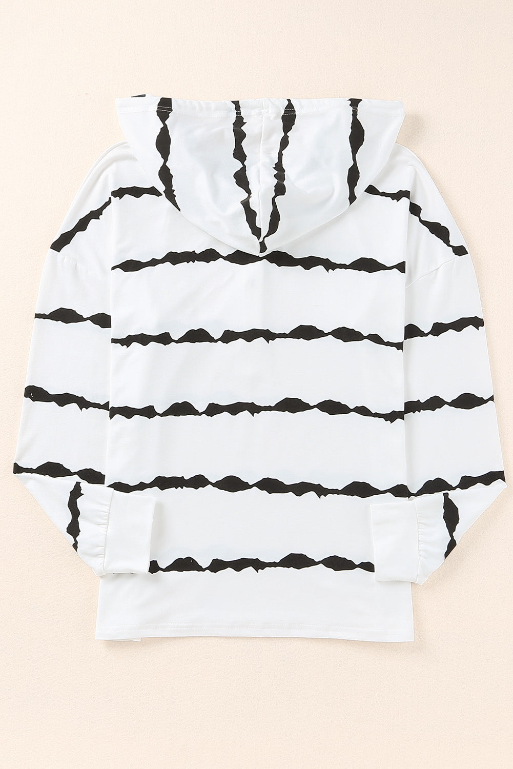 Gestreifter Hoodie mit halbhohem Knopf und Kordelzug