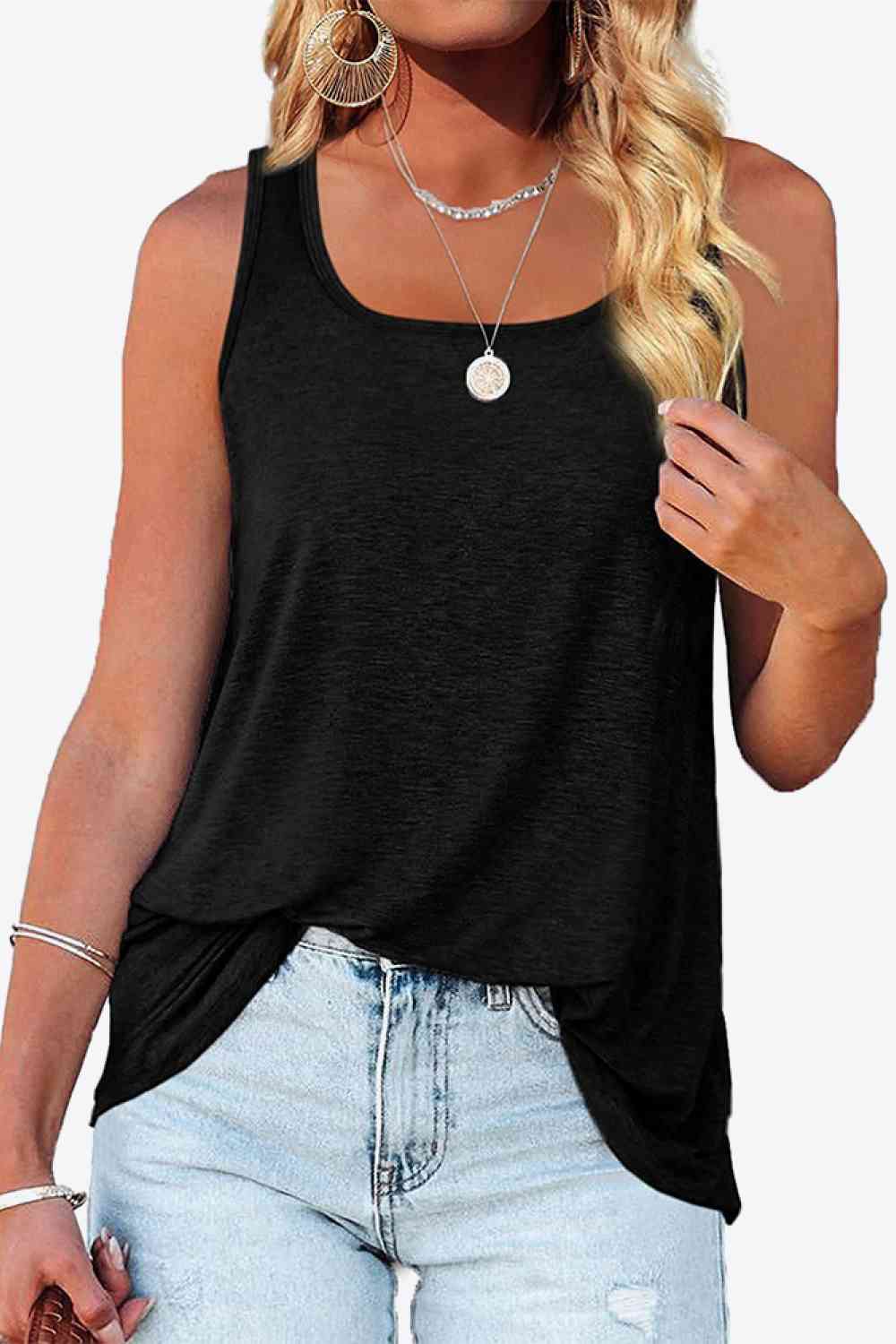 Tanktop mit abgerundetem Saum und quadratischem Ausschnitt