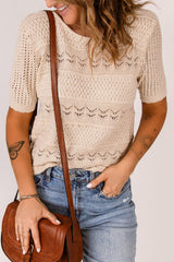 Pull en maille ajourée à manches courtes