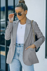 Blazer à carreaux avec col à revers et poignets boutonnés