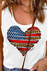 Star Stripe Heart Graphic Scoop Neck Tank