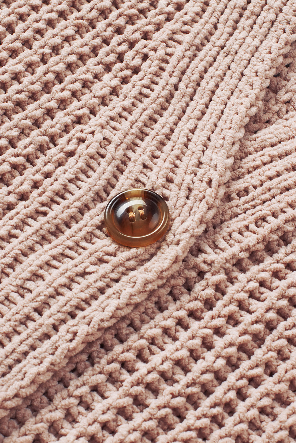 Khakifarbene, einfarbige, lässige Strickjacke mit Knöpfen