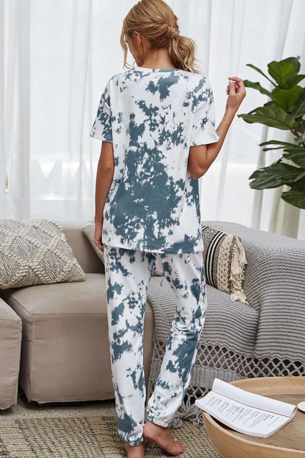 Tie-Dye Tee Drawstring Waist Joggers Lounge Set