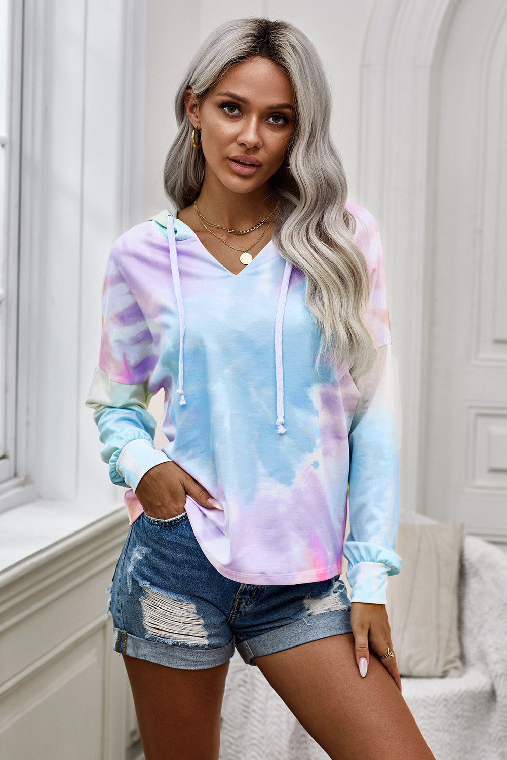 Tie-Dye Dropped Shoulder Hoodie