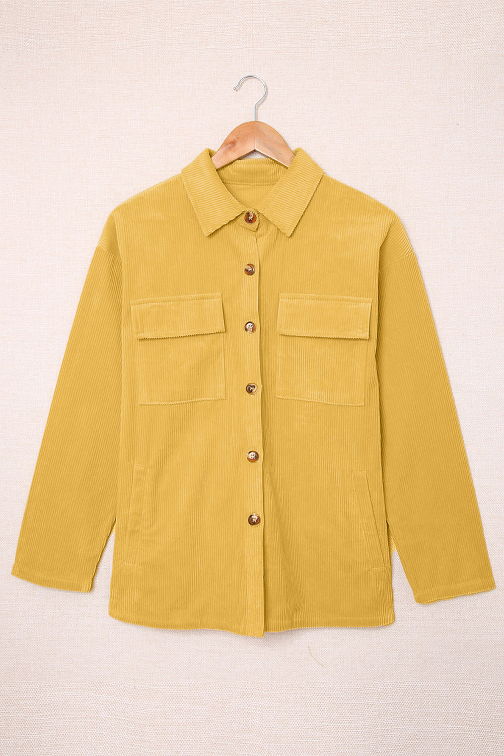 Chemise texturée côtelée à boutons et poches