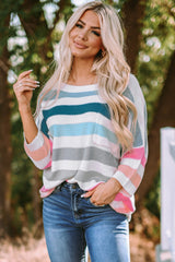 Striped Round Neck Sweater with Breast Pocket