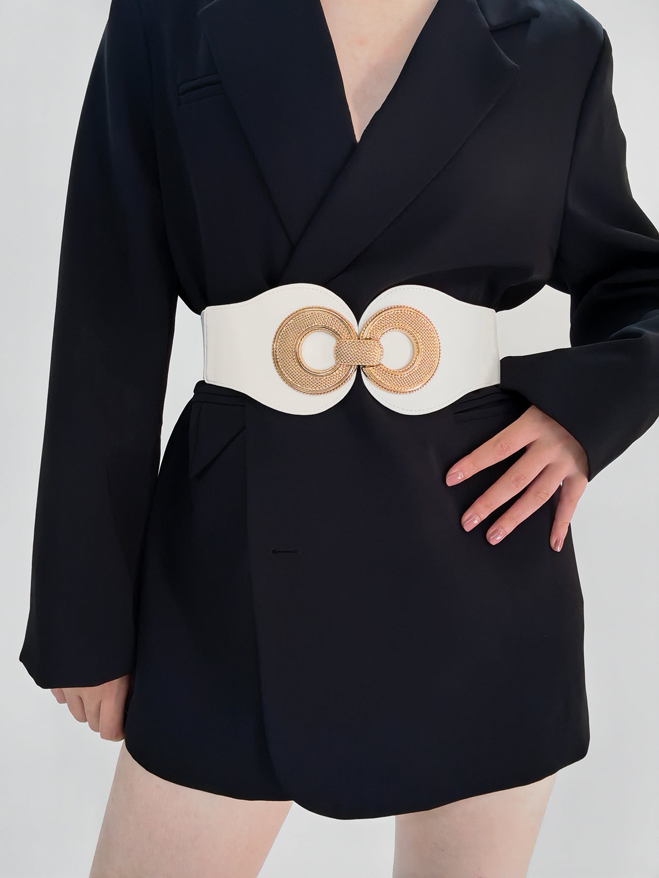 Ceinture élastique en PU avec boucle en alliage