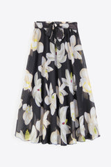 Jupe fleurie taille haute avec lien à la taille