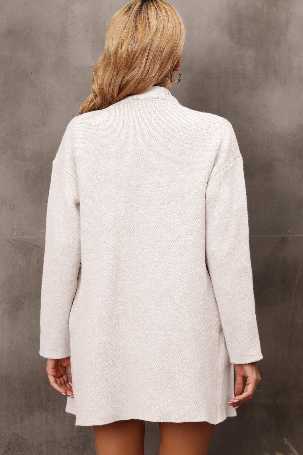 Langer Cardigan mit Wasserfallkragen und Seitentaschen