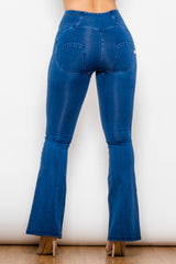 Jean long évasé taille haute avec fermeture éclair