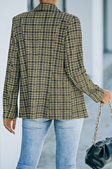 Karierter, zweireihiger Blazer mit langen Ärmeln
