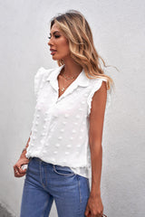 Ruffle Polka Dot Sleeveless Blouse