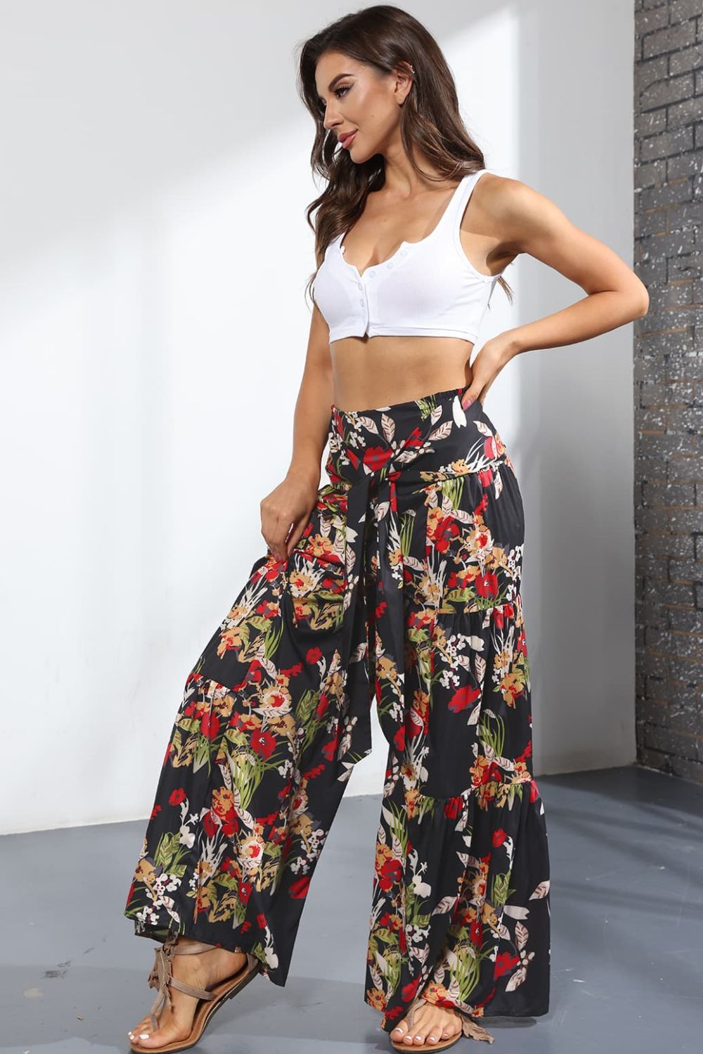 Culotte taille haute nouée imprimée