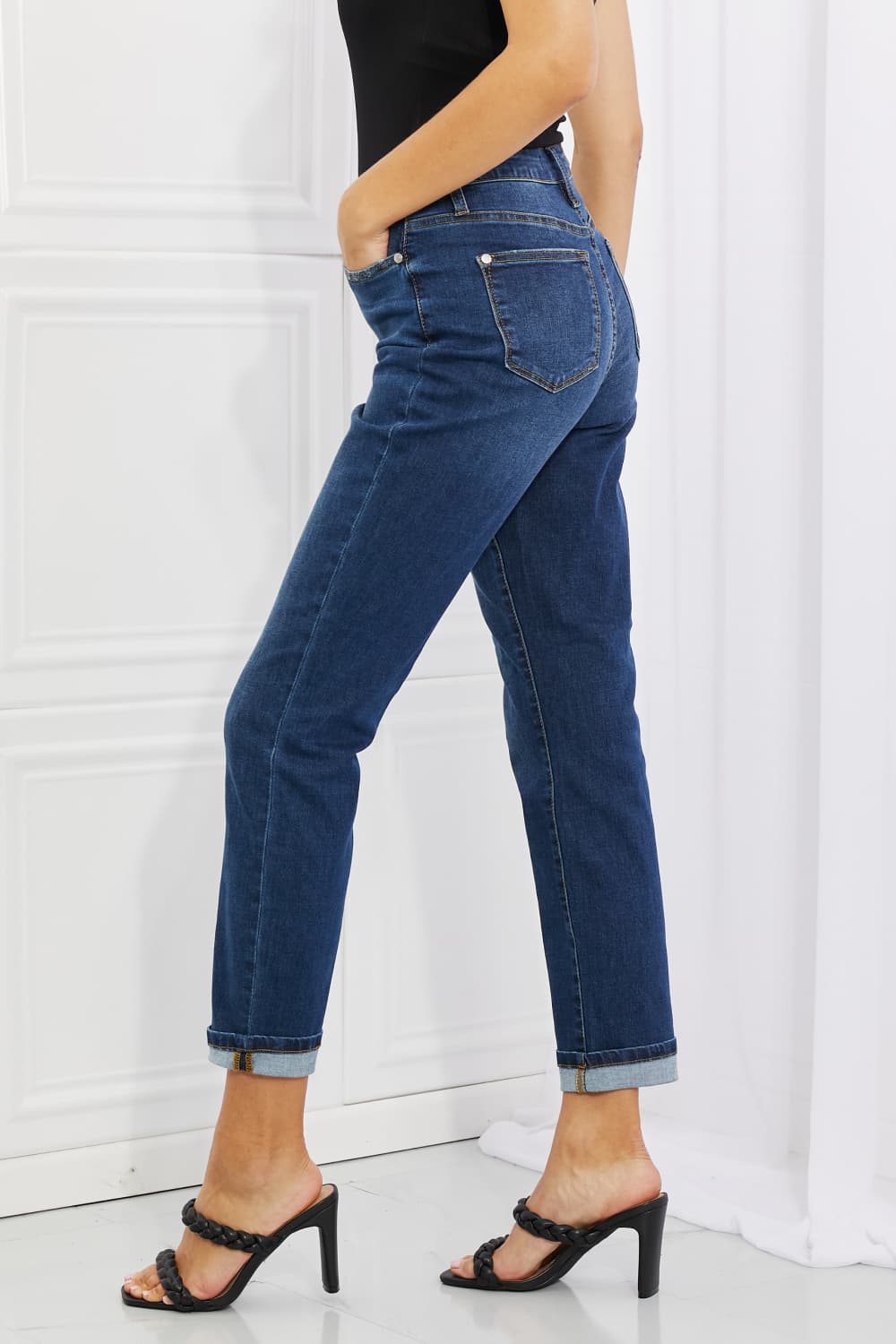 Jean boyfriend taille haute Judy Blue Crystal pleine grandeur