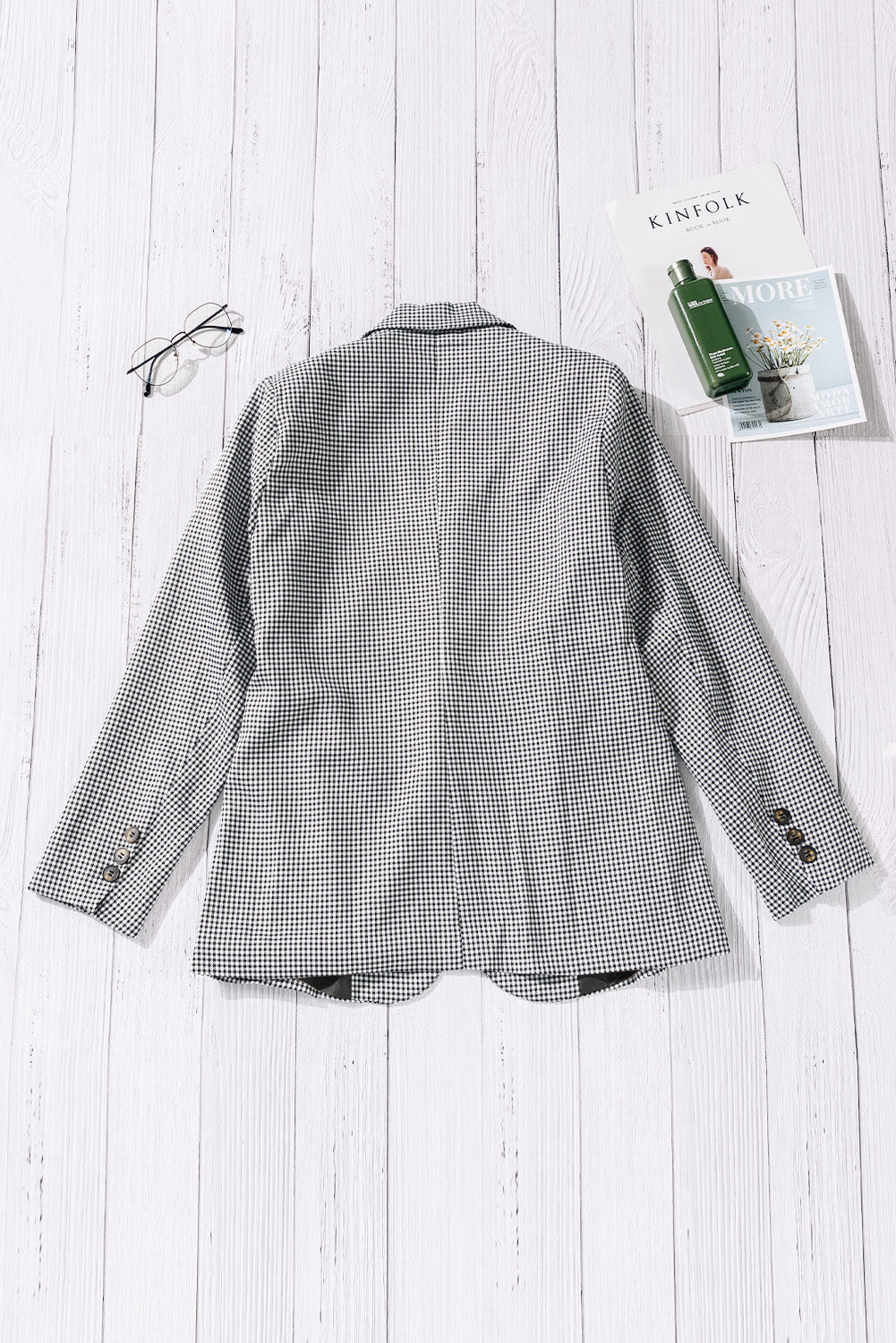 Blazer à carreaux avec col à revers et poignets boutonnés