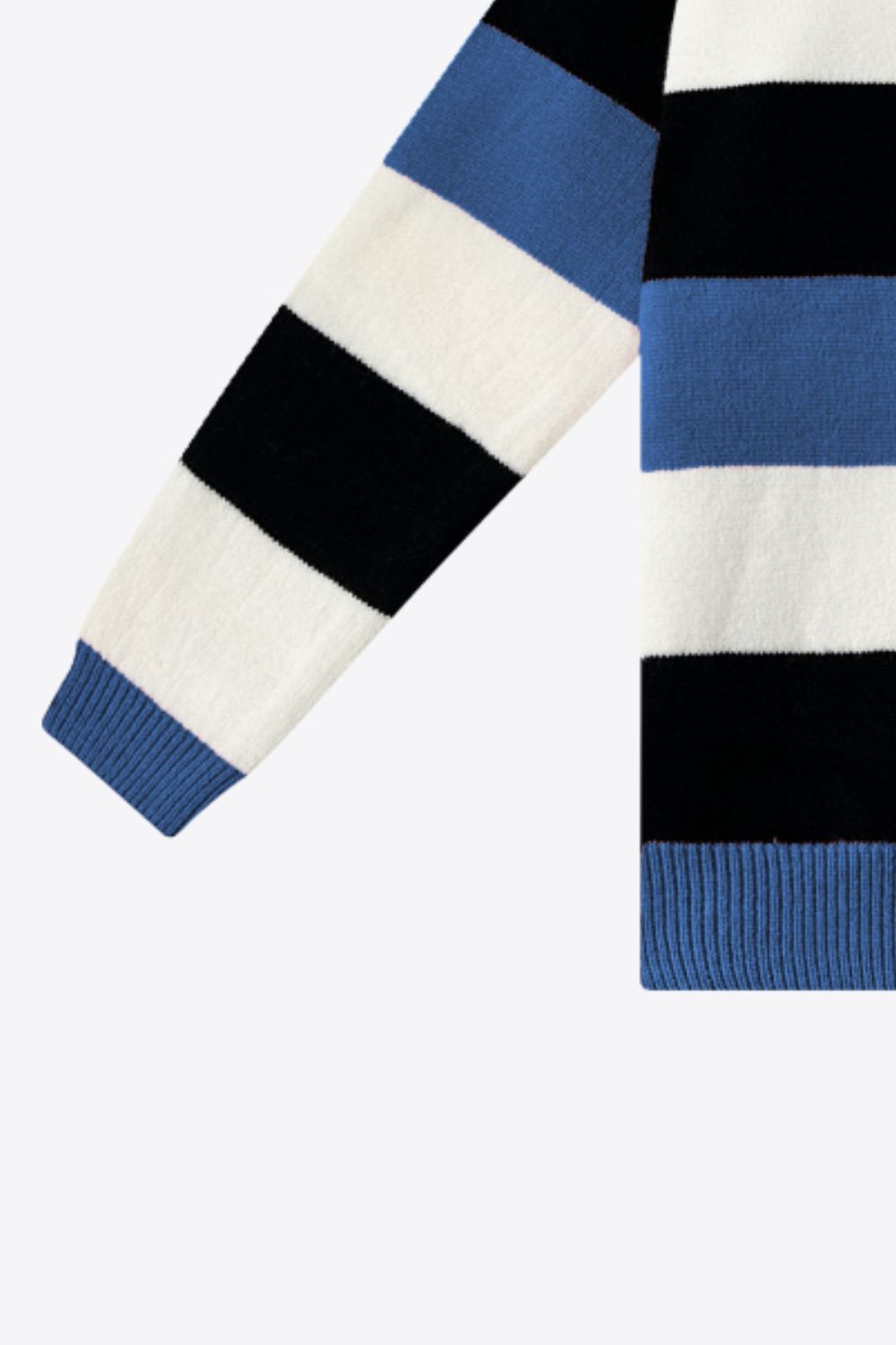 Tricolor Stripe Drop Shoulder Ribbed Trim Sweater