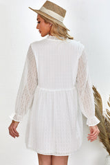 Mini-robe à volants et manches longues à pois suisses