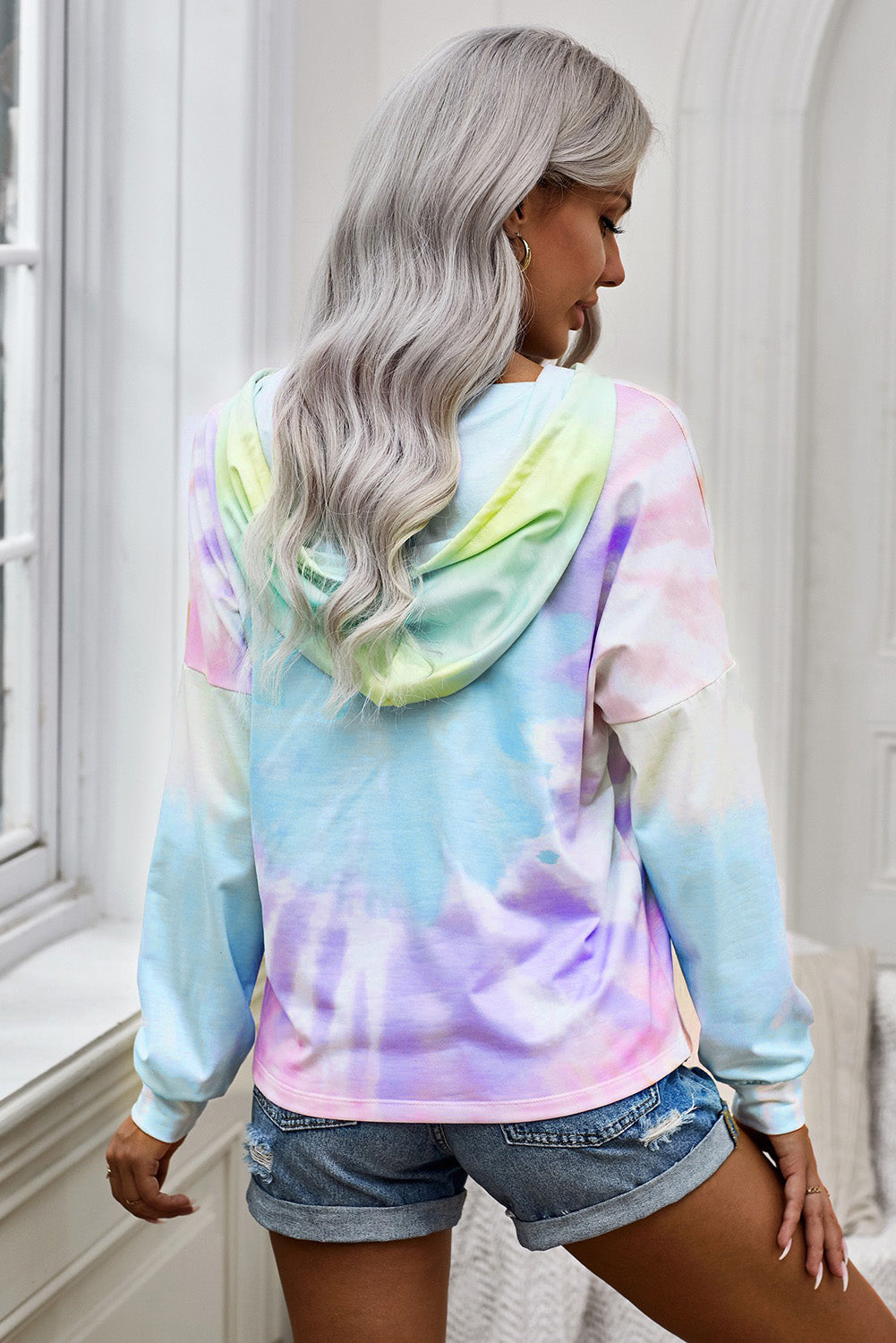 Tie-Dye Dropped Shoulder Hoodie