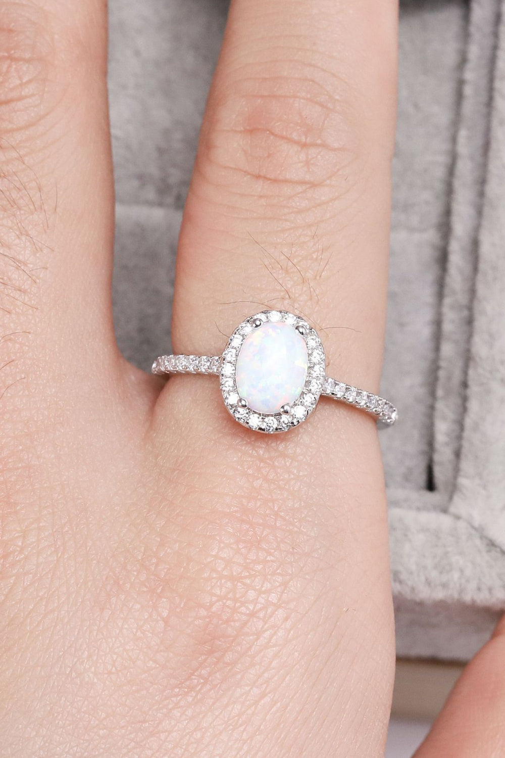 Opal 925 Sterling Silber Halo Ring