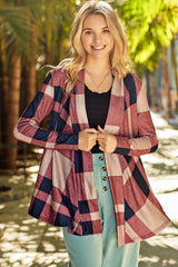 Plaid Open Front Cardigan