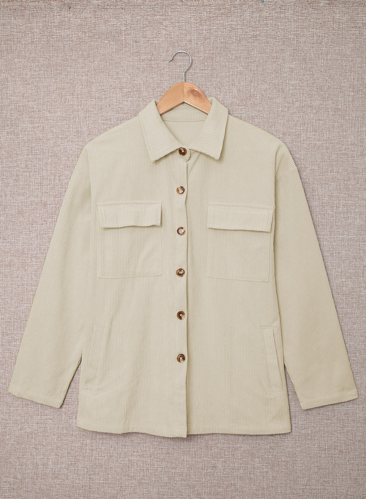 Chemise texturée côtelée à boutons et poches