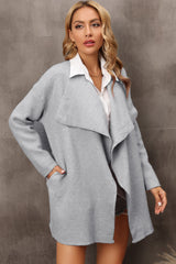 Langer Cardigan mit Wasserfallkragen und Seitentaschen