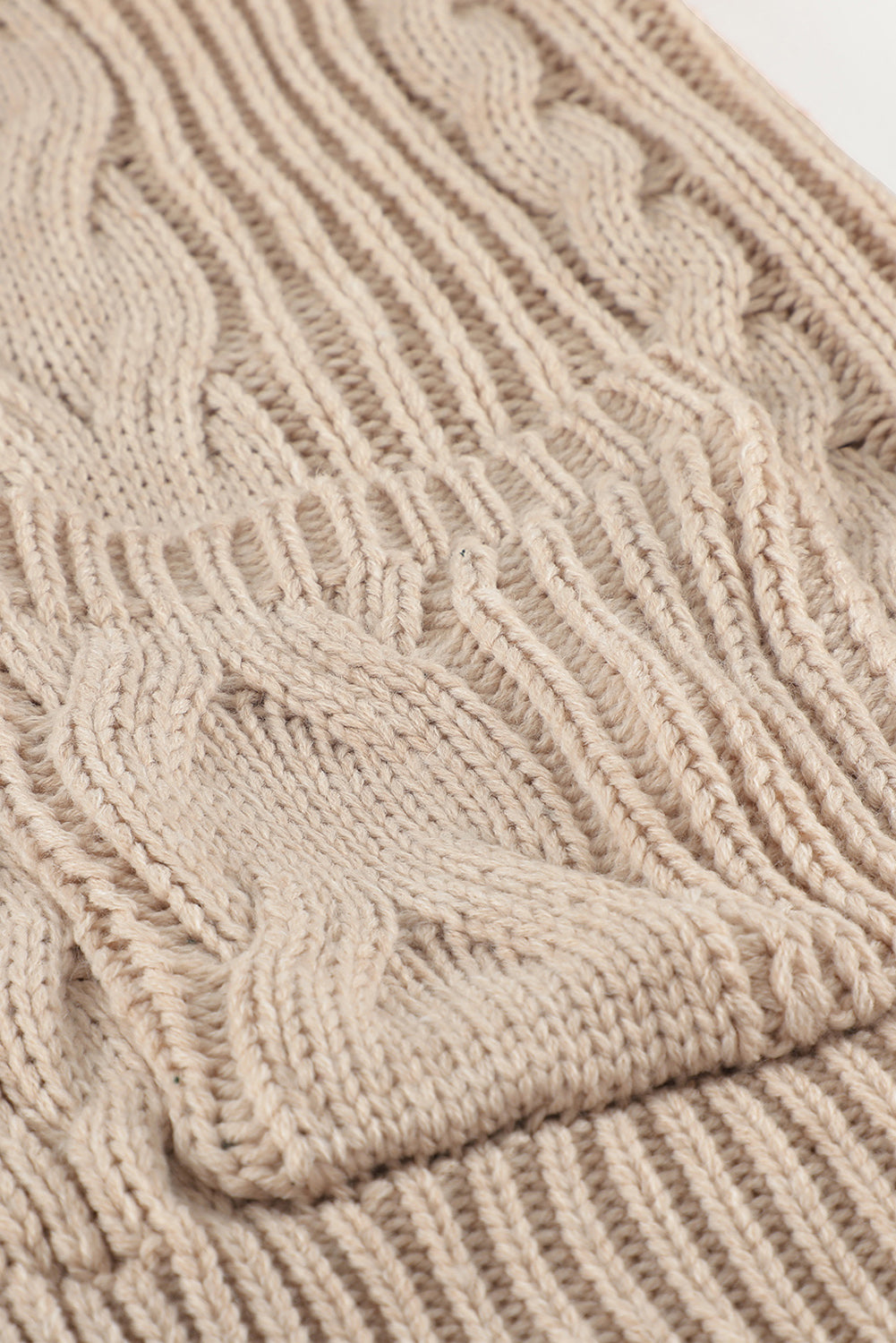 Cable-Knit Drop Shoulder Open Front Pocketed Cardigan
