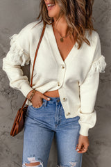 Fringe Detail Button Front Cardigan