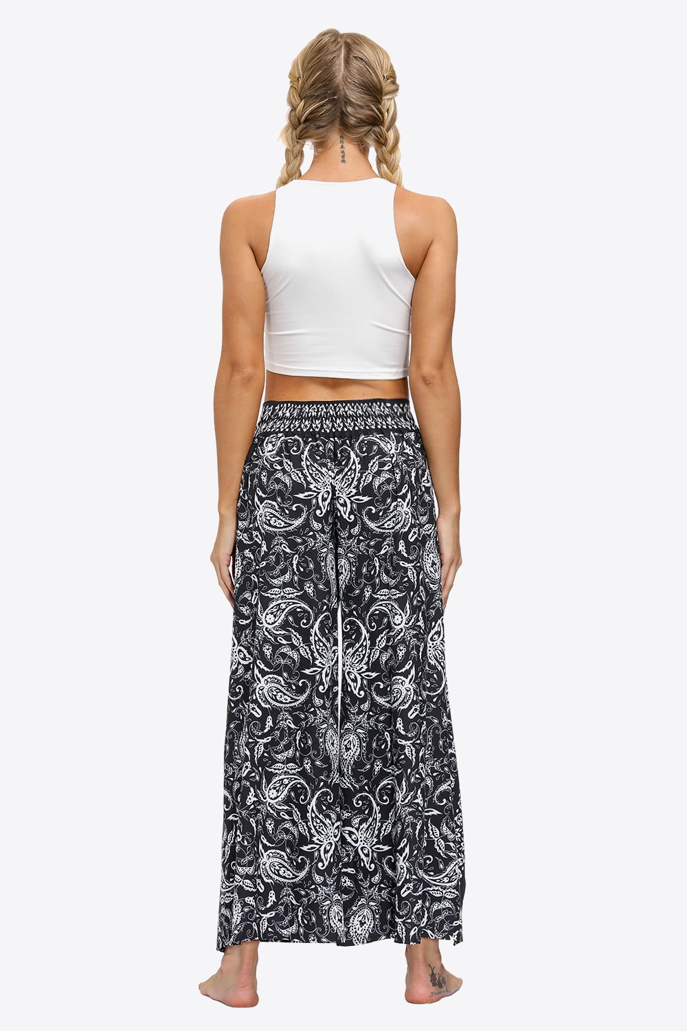 Pantalon long à jambes larges fendues