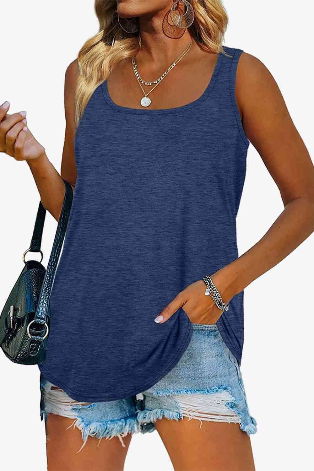 Tanktop mit abgerundetem Saum und quadratischem Ausschnitt