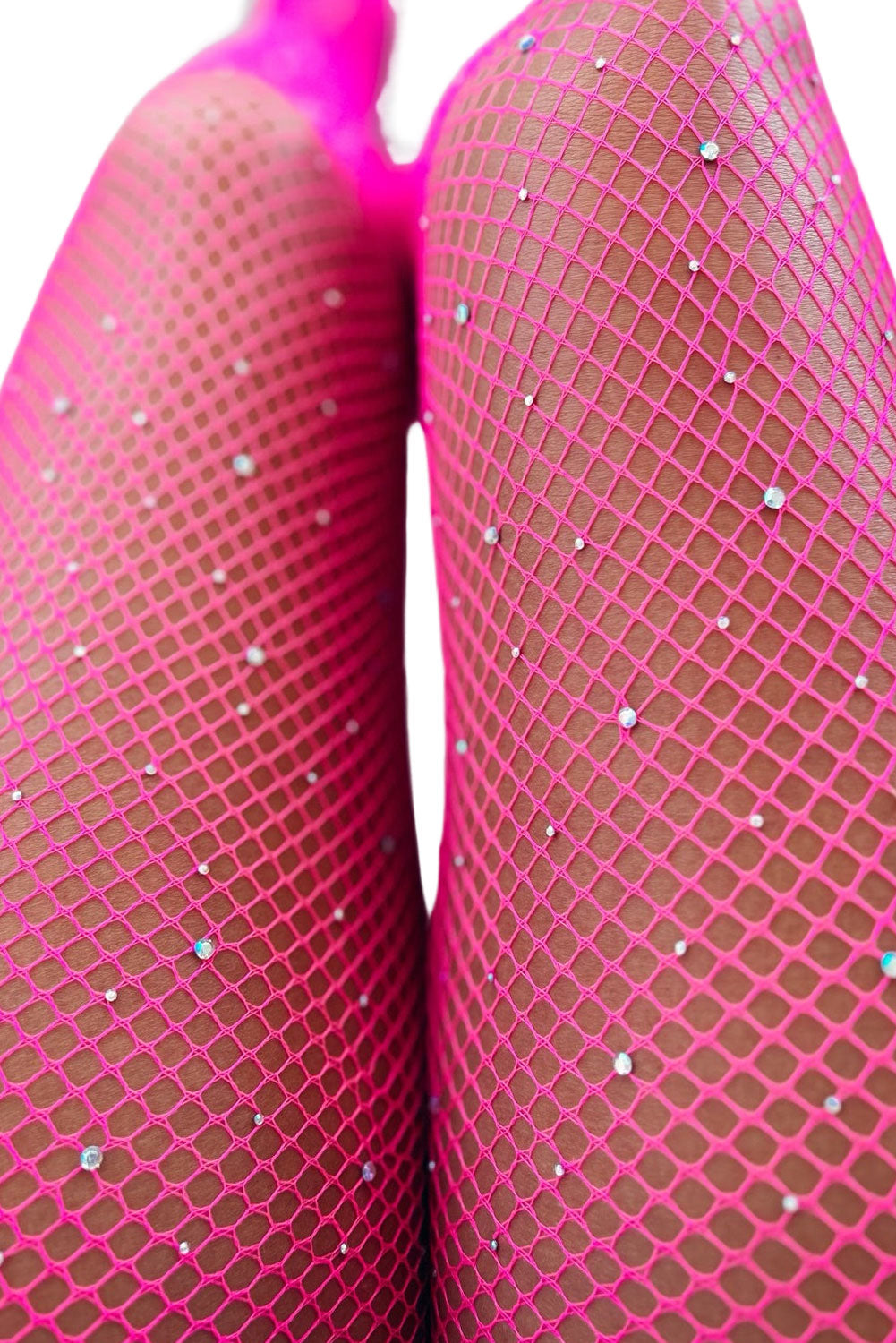 Bright White Rhinestone Fishnet Pantyhose