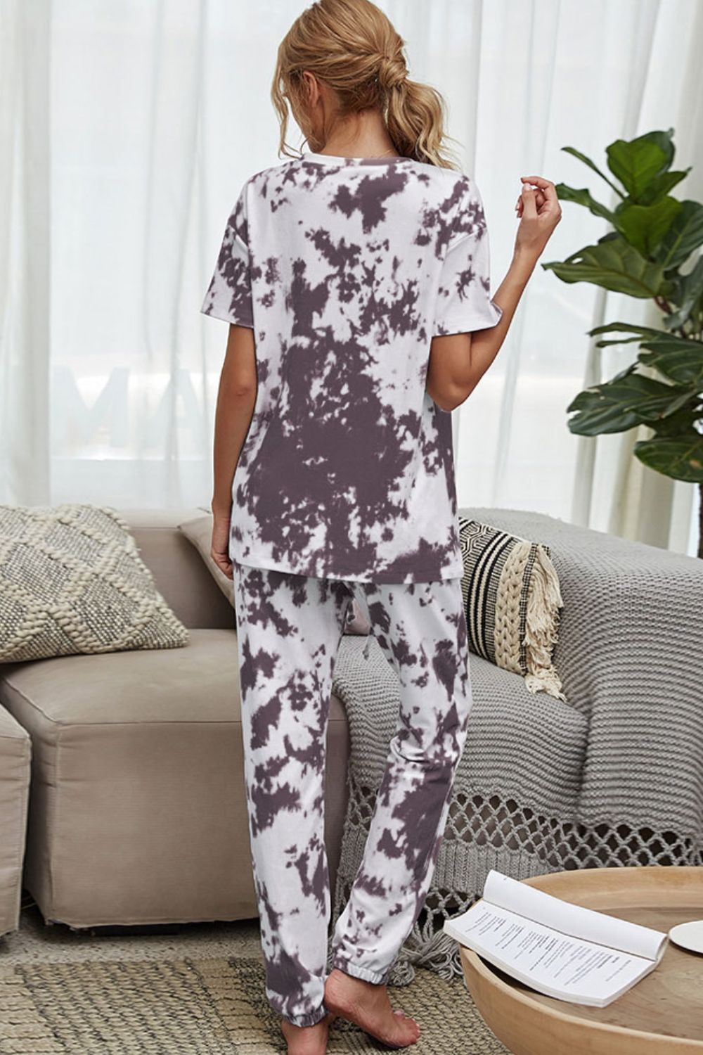 Tie-Dye Tee Drawstring Waist Joggers Lounge Set