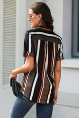 Chemise boutonnée à manches courtes imprimée