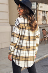 Veste-chemise à carreaux, épaules tombantes, ourlet incurvé, coupe haute-basse