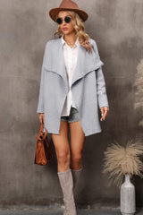 Langer Cardigan mit Wasserfallkragen und Seitentaschen