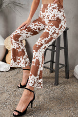 Animal Print Flare Pants with Pockets