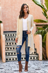 High-Low-Cardigan mit V-Ausschnitt und Taschen