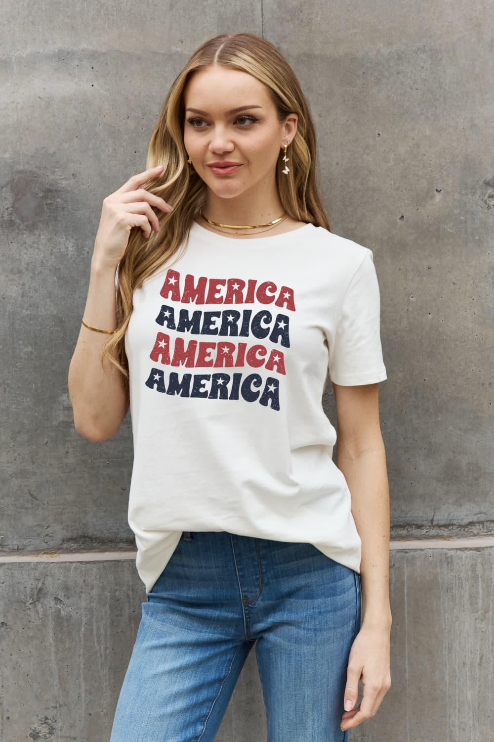 T-shirt graphique en coton Simply Love AMERICA