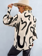 Chemise boutonnée à manches lanternes imprimées