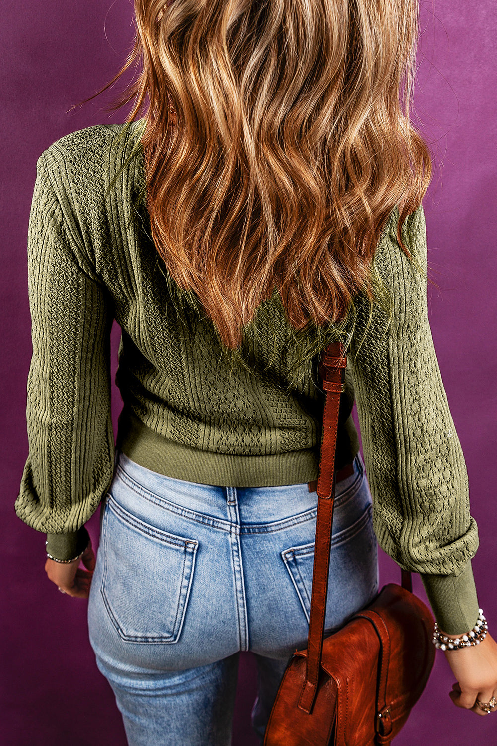 Cypress – Lässiger, strukturierter Cardigan mit V-Ausschnitt und Knopfleiste