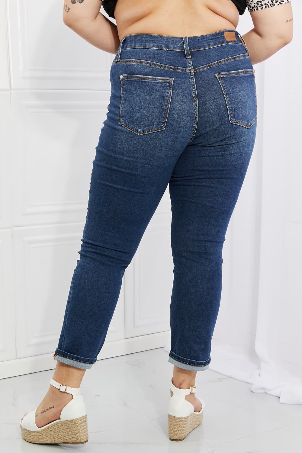 Jean boyfriend taille haute Judy Blue Crystal pleine grandeur