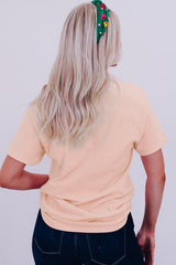 Pink Christmas Slogan Print Round Neck Graphic Tee