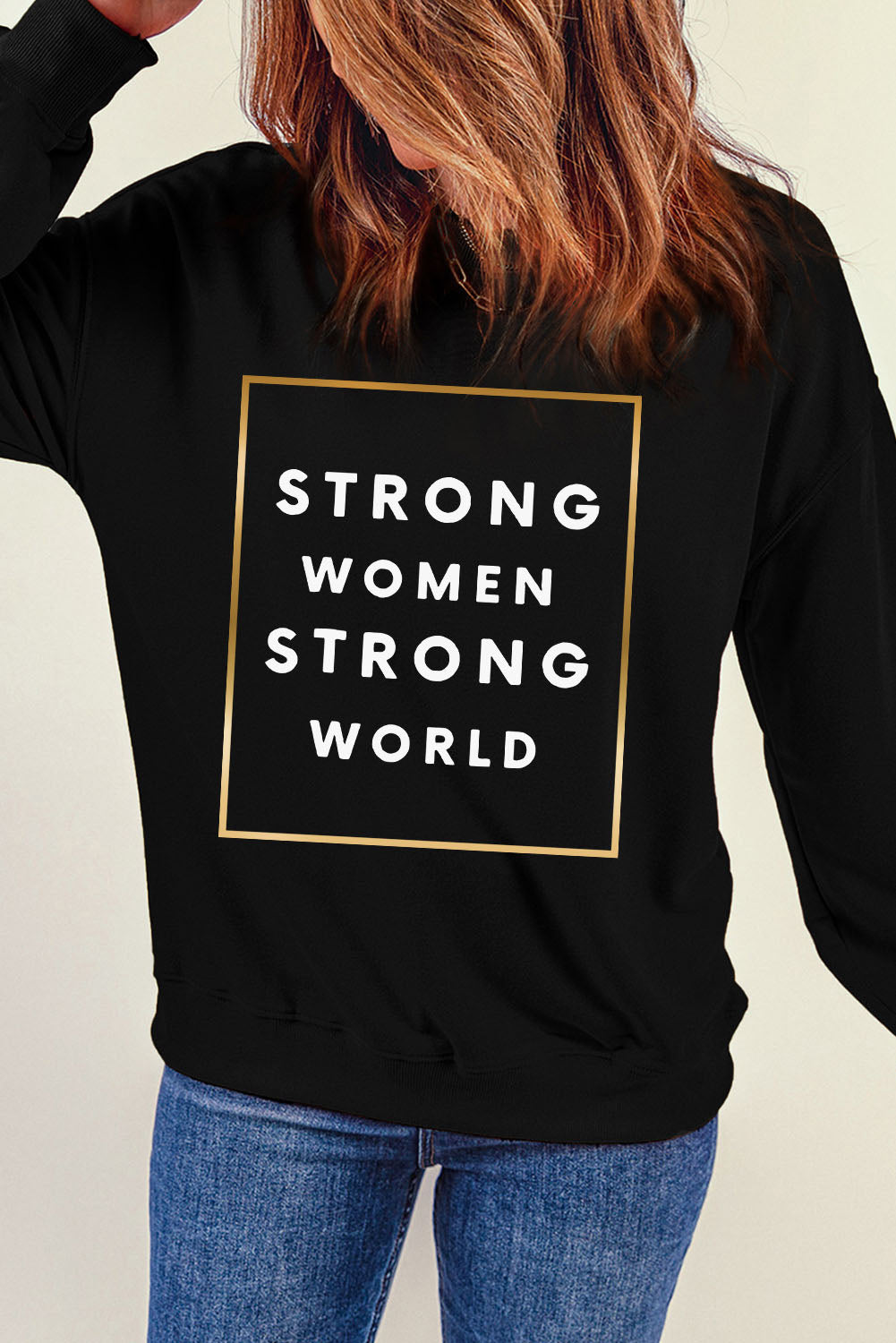 STRONG STRONG WORLD Sweatshirt mit überschnittener Schulter und Grafik