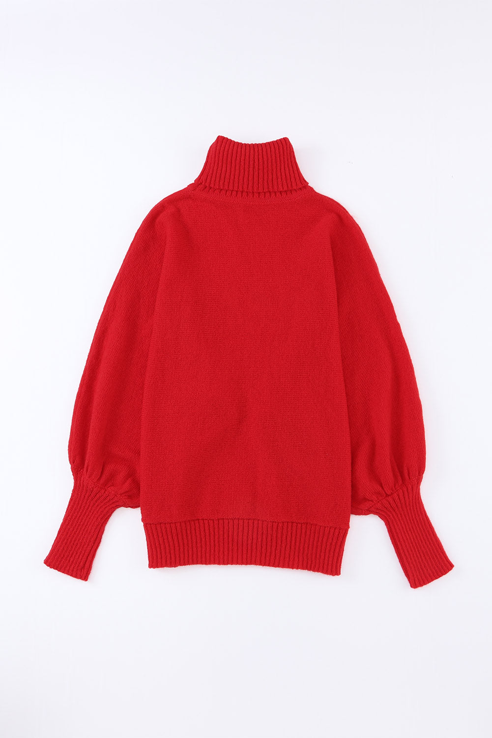 Pull rouge à col roulé et manches chauve-souris « Joyeux Noël »